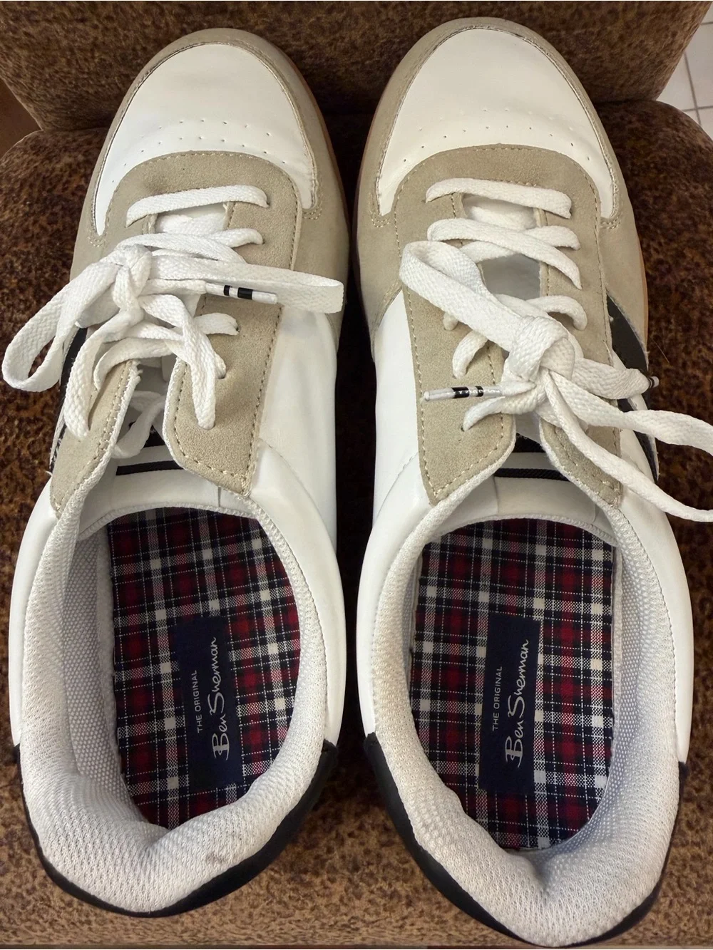 Ben Sherman White, Black & Tan Low-Top Sneakers